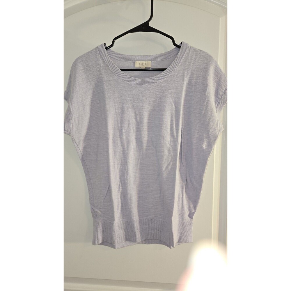 Loft Lilac Lavender Cap Sleeve Light Sweater Banded Bottom